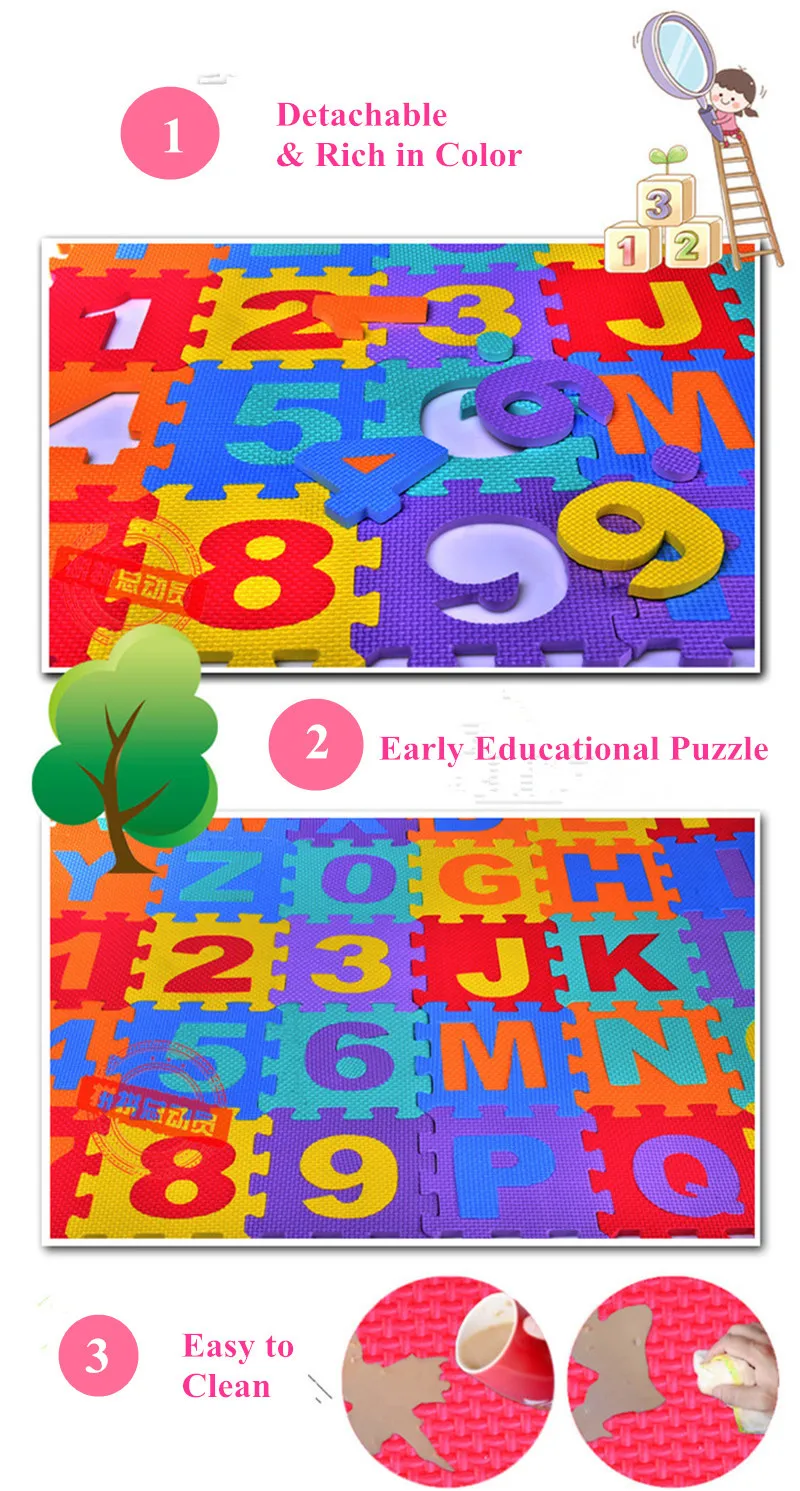 36 шт./компл. коврик для ребенка в виде мозаики Eva игровой мат из пены буквы и цифры познание развивающий ковер для детей коврик Пазлы для детей