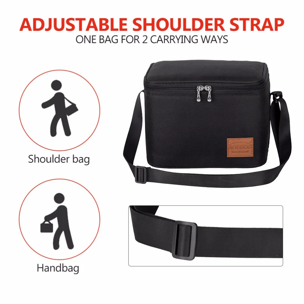  Aosbos Portable Thermal Lunch Bag for Women Kids Men Shoulder Food Picnic Cooler Boxes bags Insulat - 32825651066