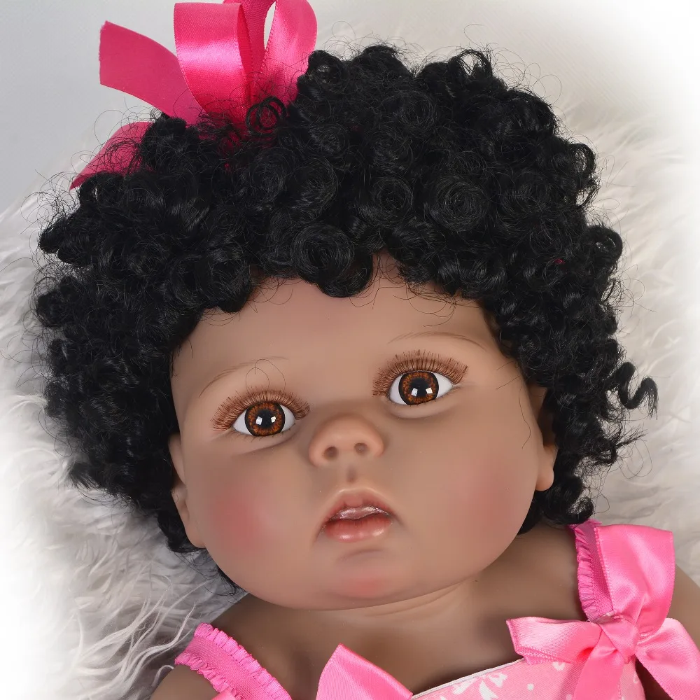 22 &quotBebe boneca reborn Lifelike baby dolls полностью виниловые силиконовые куклы из черной кожи