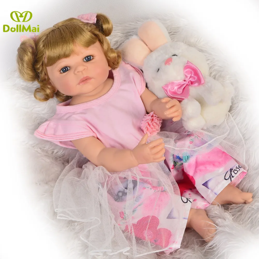 

Newborn bebes Reborn bonecas 57CM Full Body silicone reborn baby girl dolls toys for children birthday gift pink princess doll
