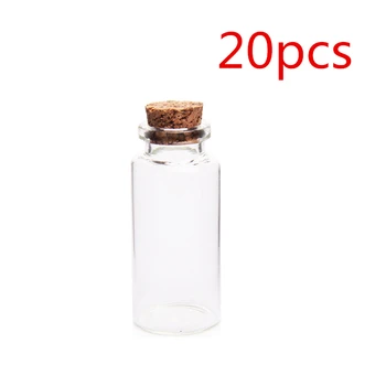 

20Pcs 27*60MM 20ML Glass Bottles Empty Sample Jars with Cork Stoppers for DIY Craft Decoration - Transparent