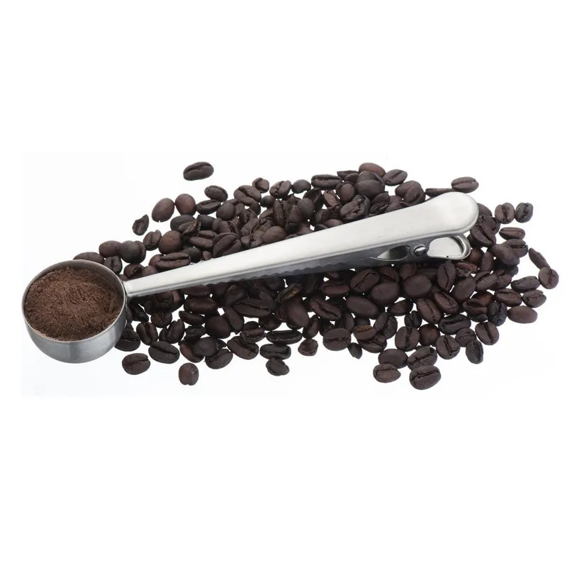 1 шт Многофункциональный кофейный Совок из нержавеющей стали с зажимом мерный совок для кофе и чая 1 чашка молотая мерная ложечка для кофе