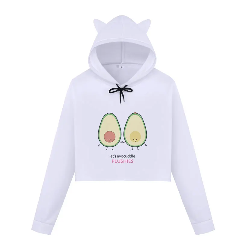 Веганских материалов авокадо принт с героями мультфильмов пот Femme Harajuku Kawaii милые