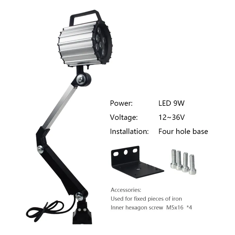 9 Вт 12 Вт Светодиодная рабочая лампа для станка с ЧПУ 24 В 220 В Длинный рычаг гаражный токарный станок водонепроницаемый взрывозащищенный промышленный светодиодный складной фонарь - Цвет: LED 9W 12-36V    b