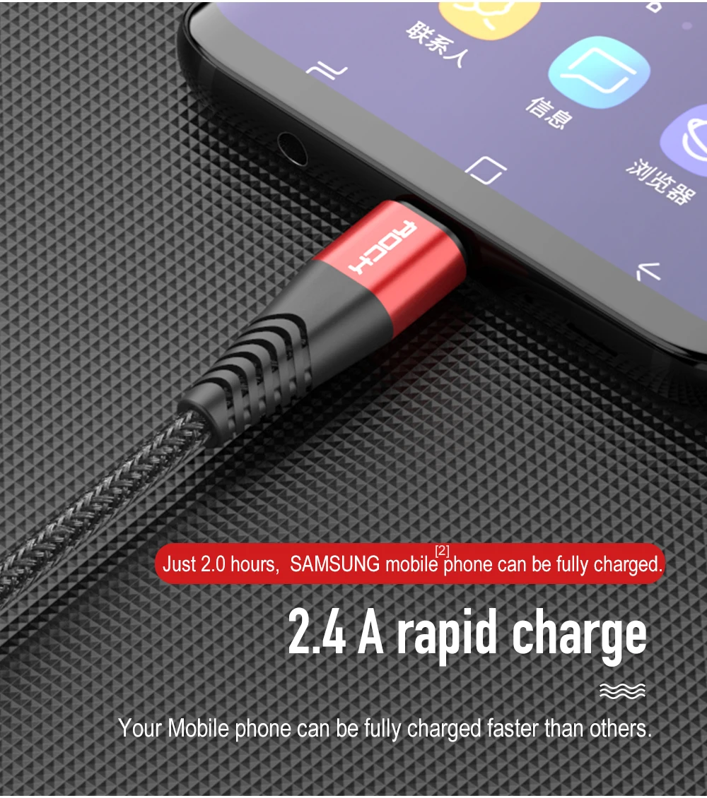 ROCK Micro USB кабель для Xiaomi Redmi 4X Note 4 5 для Samsung Hi-tension передачи данных Кабо зарядный кабель