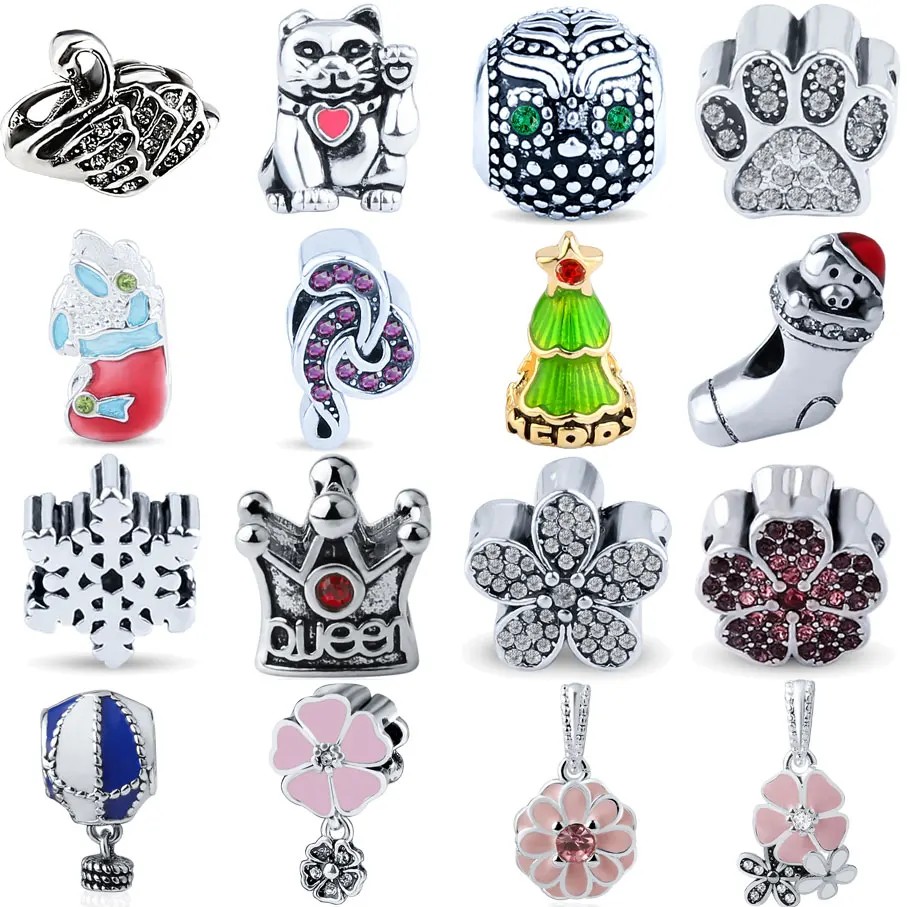 

AZIZ BEKKAOUI Flower Animal Beads for Jewerly Making Cubic Zircon Crystal Beads Fit for diy Charms Big Hole DIY Accessories