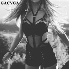 GACVGA Сексуальное Кружевное боди, Сетчатое Бандажное соединение, глубокий v-образный вырез, женский комбинезон игровой костюм комбинация женские комбинезоны