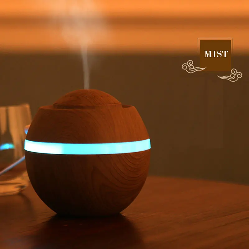 

450ML USB Humidifier Wood Essential Oil Diffuser Ultrasonic Air Humidifier Home Aromatherapy Water Mist Maker With Led Light