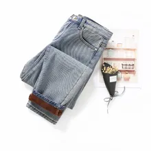 Новинка, зимние теплые джинсы для женщин, утолщенные плюс вельветовые джинсы с высокой талией, флисовые штаны-шаровары, джинсовые джинсы, женские джинсы размера плюс