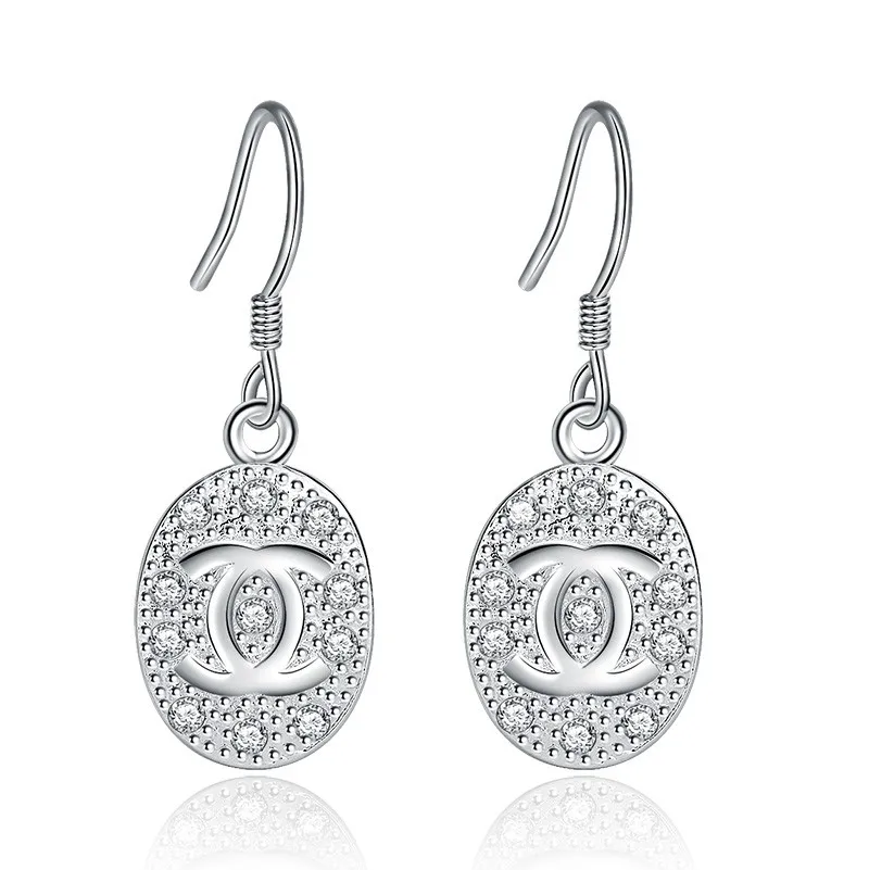 

2019 Fashion jewelry Earrings Geometric letter Cubic Zircon Crystal Drop Earrings for Women party gift
