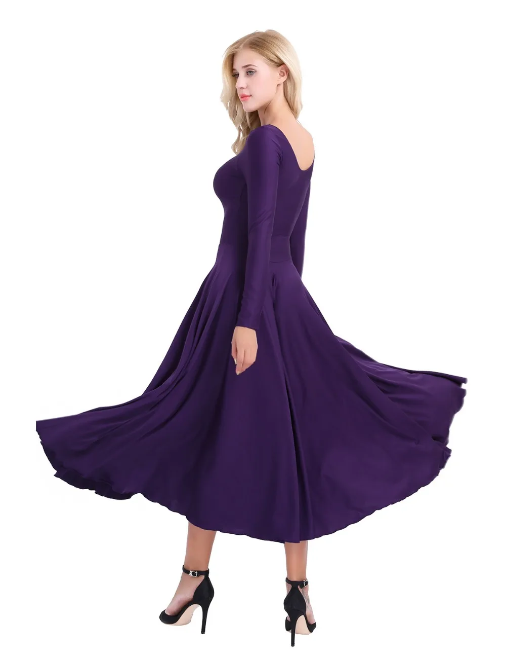 Классическое элегантное женское платье для взрослых из полиэстера с длинными рукавами, свободное литургическое платье для танцев, балетное платье для танцев, Одежда для танцев