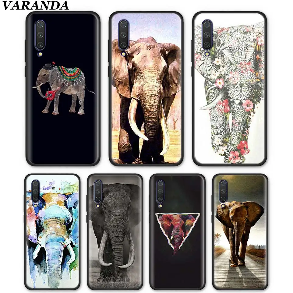 

Abstract Elephant Silicone Case for Xiaomi Mi A1 A2 Lite 5X 6X 9T CC9 CC9E Poco F1 Black Soft TPU Cases Coque
