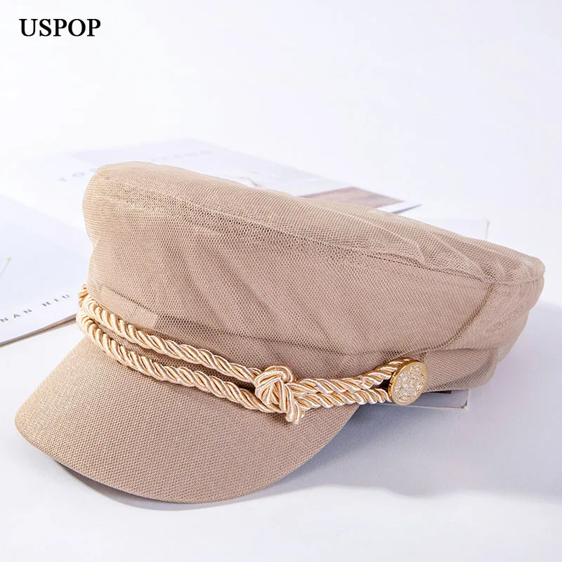 USPOP Новая мода newsboy шапки для женщин Повседневная пряжа обертывание козырек кепки сплошной цвет плоский верх военные шапки