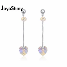 Joyashiny, модные длинные висячие серьги на цепочке для женщин, свадебные серьги, ювелирные изделия, серьги-гвоздики в форме сердца с кристаллами Swarovski