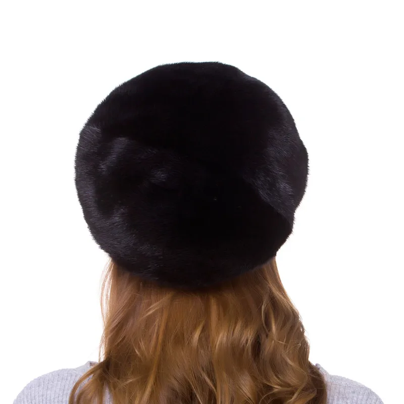 100%Natural Mink Fur Women's Hat Fashion Hat Women's Solid Cap Bomb Cap Women's Warm Earmuffs Discount Winter Hot DHY18-18