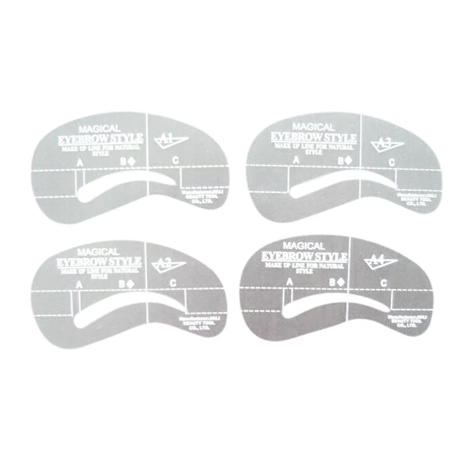 

New 4 Styles Eyebrow Grooming Stencils Make Up Tool Brow Template Shaper Camber