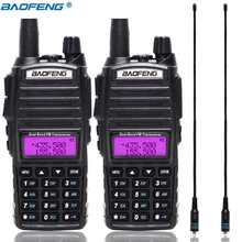 2 шт. BaoFeng UV-82 5 Вт рация UV82 Двухдиапазонная 2 PTT дальность 10 км приемопередатчик CB двухстороннее радио+ длинная мягкая NA-771 антенна