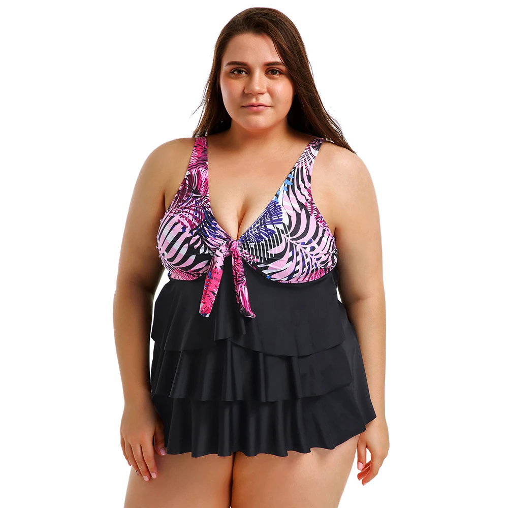 

Swim Dress Women High Waist Bikini Two Piece Swimsuits Swim Wear Bathing Suit Floral Print Biquini Large Plus Size Swimwear 2019