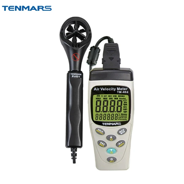 TENMARS TM-404 измеритель скорости воздуха, многофункциональный Анемометр-20-60C, ручной анемометр