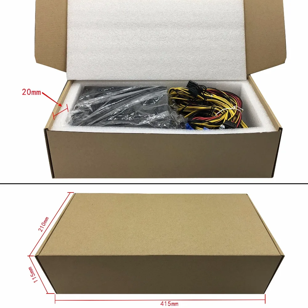 6 GPU Miner Case 1800W Ethereum Miner Power Supply For Bitcoin Miners support 6 graphics Card New 6 SATA Interface Mining Power