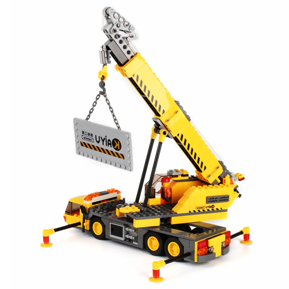 

380pcs City Figures Engineering Crane Playmobil Building Block Bricks Set Excavator Model Kids Toys Gift Compatible Legoe Bricks