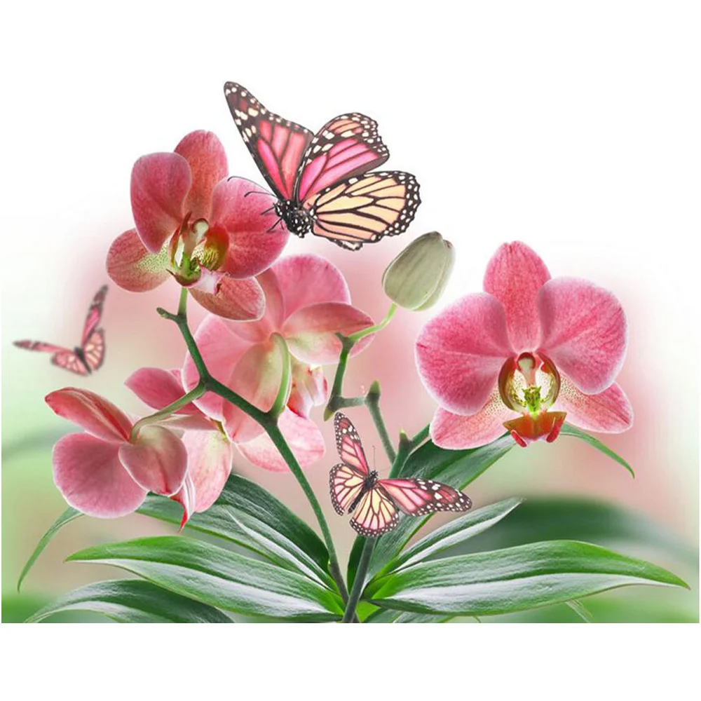 

Hot Sale Flowers and butterflies diamond embroidery 5D DIY Diamond painting cross stitch Round Embroidery Wedding decor KL39