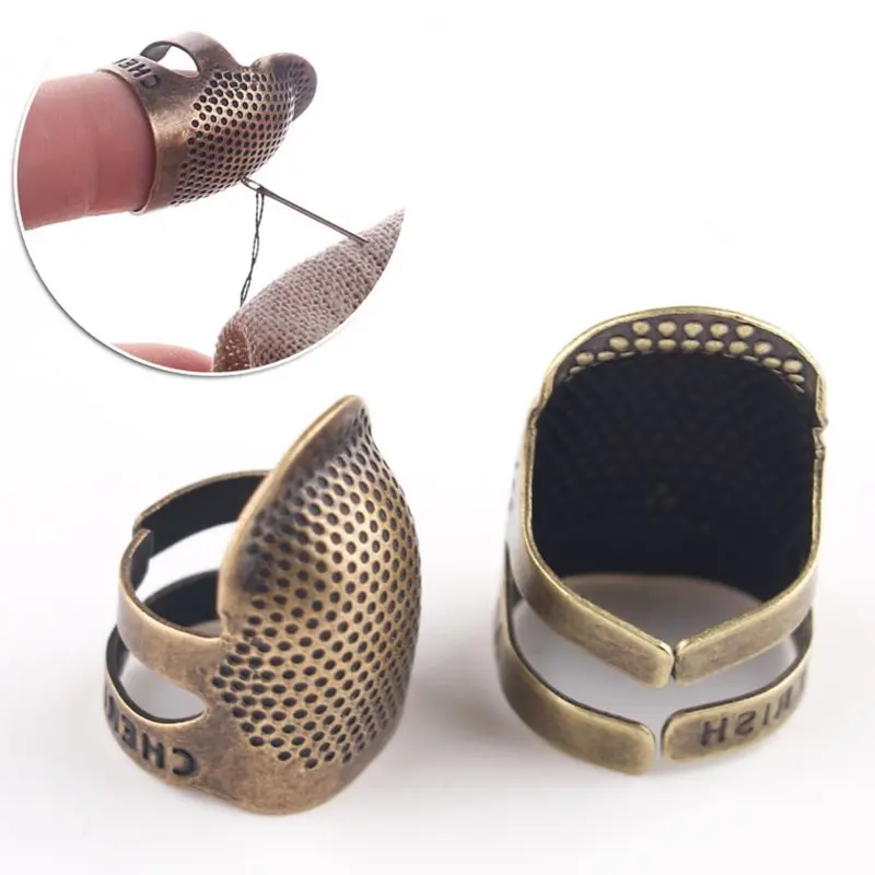 

Practical Metal Finger Protector Thimble Ring Handcraft DIY Sewing Finger Protection Tools Household Sewing Accessories