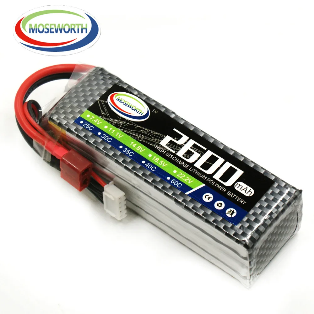 4S батарея 14,8 V 2600mAh 30C Lipo для радиоуправляемого квадрокоптера, вертолета, дрона, лодки, самолета, автомобиля, танка, игрушки с дистанционным управлением, литиевая батарея