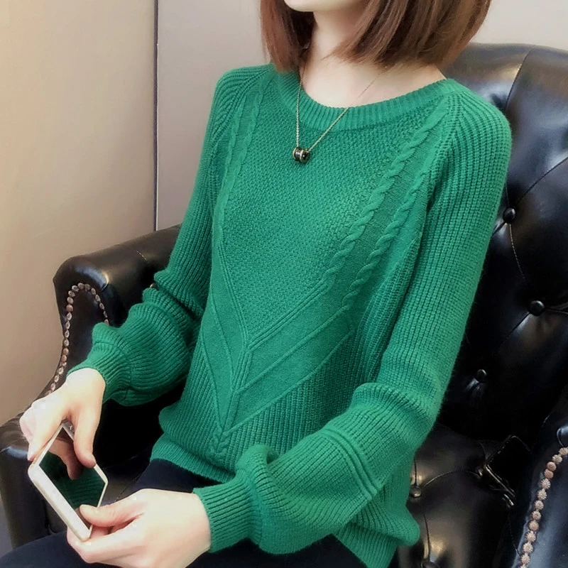 Женский свитер, пуловер, модный осенний зимний теплый повседневный Свободный Вязаный топ NS3991