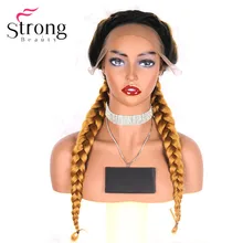 StrongBeauty Ombre золотой блондинка Искусственные парики Синтетический Плетеный синтетические волосы на кружеве парик Длинные Черный