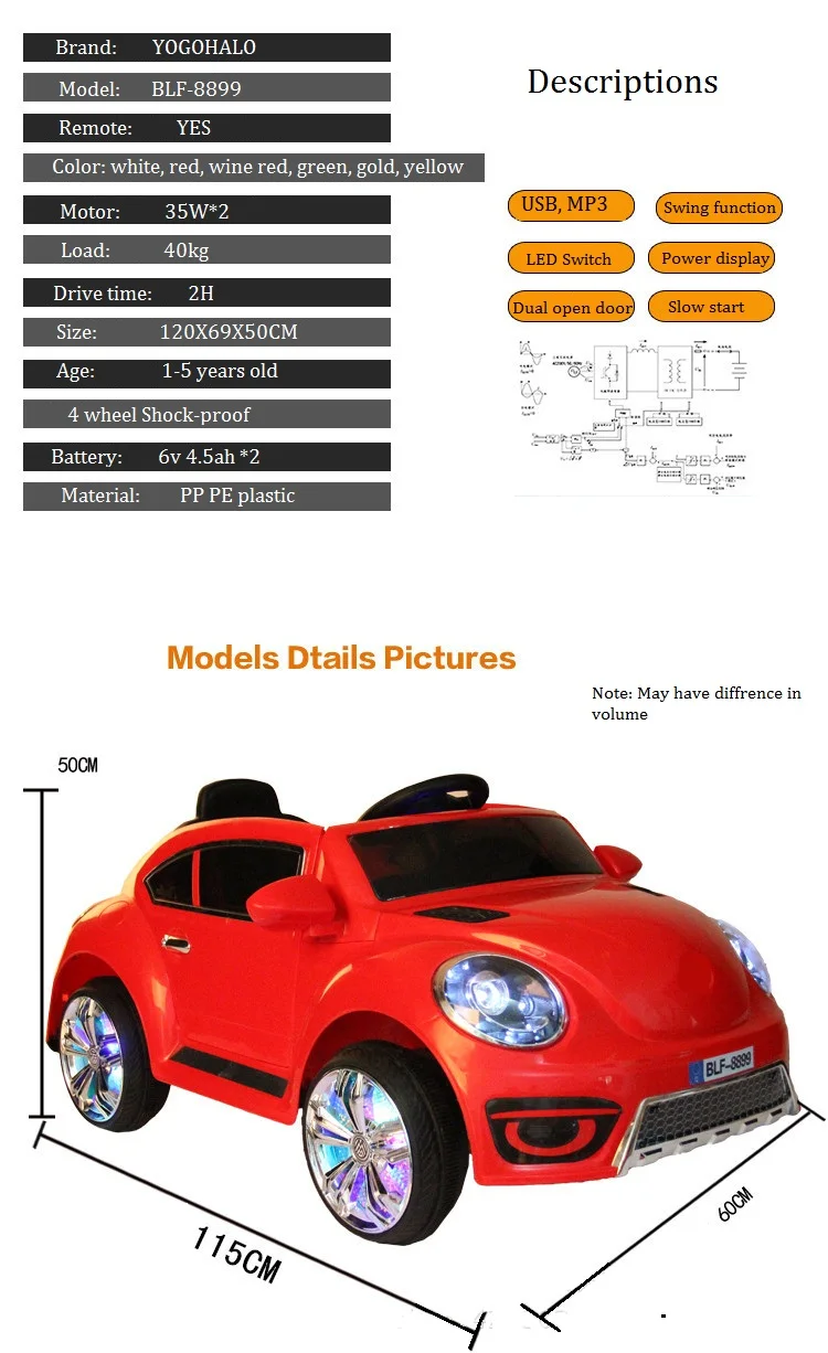 Поддержка 60 кг Beetle Детская электрическая двойная дверь привод четыре детская коляска на колесах с bluetooth, музыкой, пультом дистанционного управления