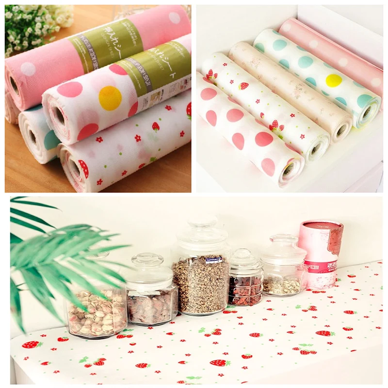 

30x300cm Printing Antibacterial Dot Moisture Pad of Paper Anti-oil Mats Wallpaper for Drawer Kitchen Bathroom B