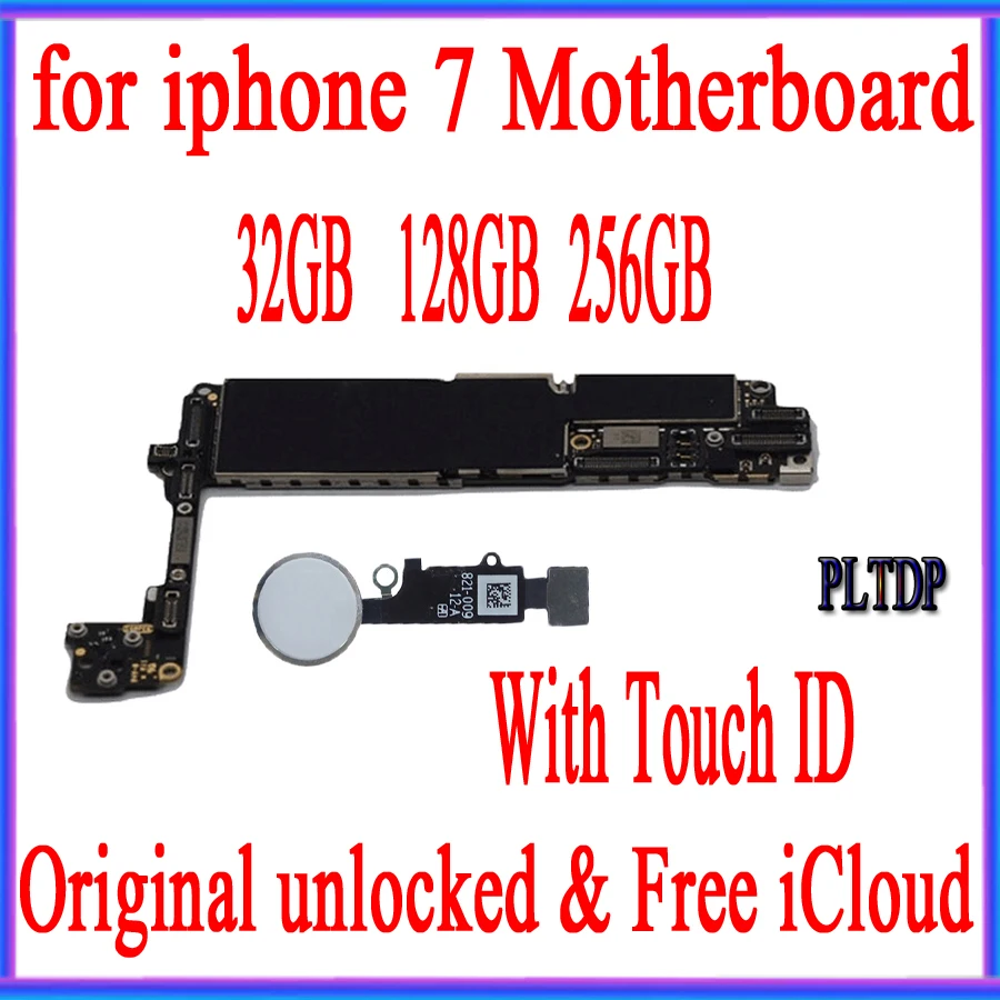 

Factory unlocked for iphoneMotherboard with Touch ID,100% Original for iphone 7 Mainboard 32GB / 128GB / 256GB Logic board