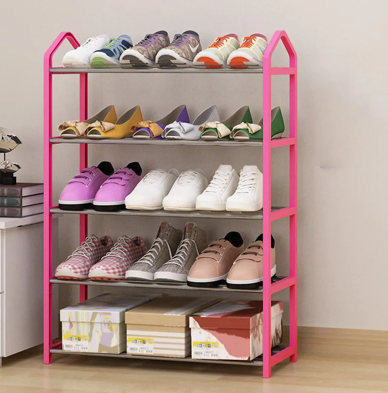 Многослойные металлические железные простые обувные полки для студенческого общежития DIY стеллаж для хранения обуви маленький шкафчик для обуви домашние мебельные полки