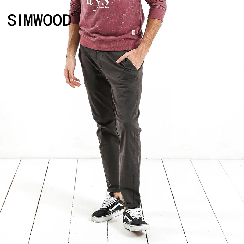 

SIMWOOD Casual Pants Men Skinny Zipper Fly High Quality Trousers Slim Fit 2019 Winter New Brand Clothing Plus Size XC017035