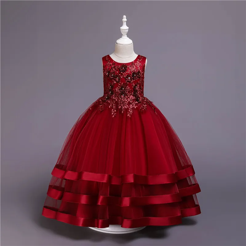 Пышное Платье принцессы Сетчатое платье из жаккардовой ткани детская Одежда для танцев