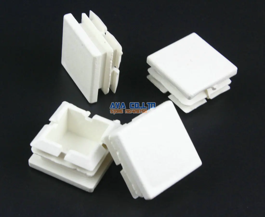 

80 Pieces 25x25mm White Square Plastic Insert Cap Tube End Cover Cap