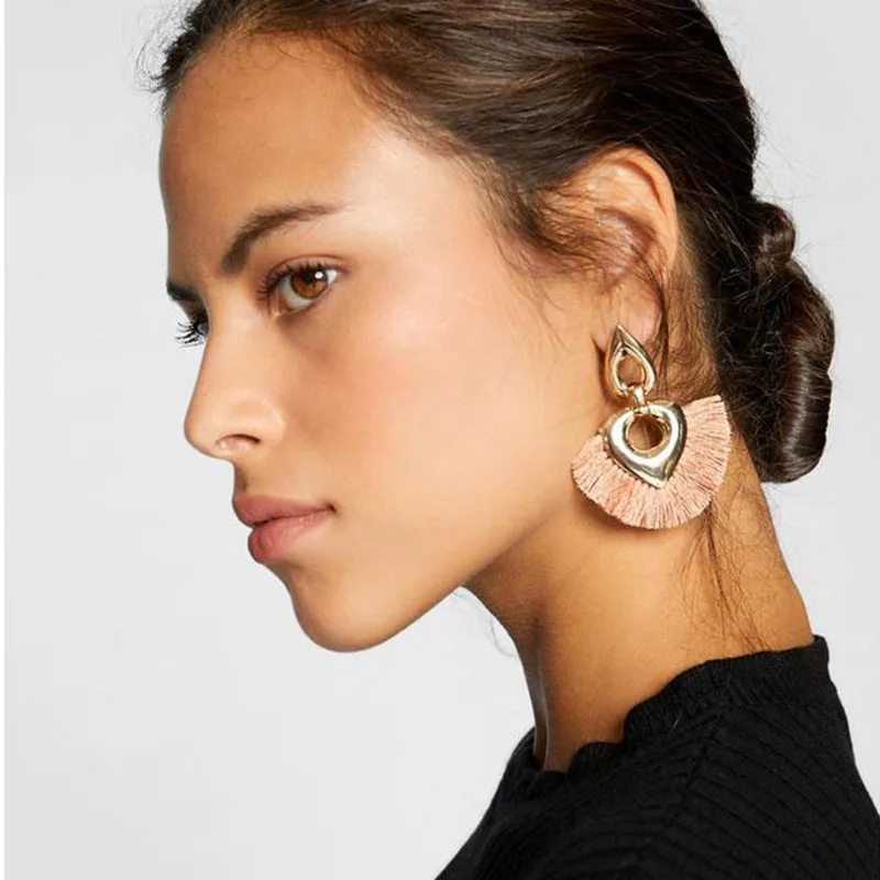 

CWEEL Statement Tassel Earrings For Women Bohemian Earings Fashion Jewelry Blue Wedding Fringe Bridal Christmas Earring