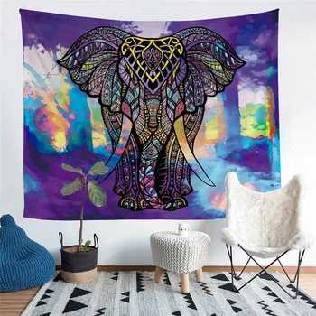

HELENGILI Home Furnishing Mandala starry sky elephant Tapestry Wall Hanging Sandy Beach Picnic Throw Rug Camping Tent #DX-1