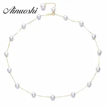 AINUOSHI,, 18 К, желтое золото, чокеры, ожерелье, натуральный пресноводный жемчуг, цепочка, ювелирное изделие для женщин, Помолвочное ожерелье, s& Подвески