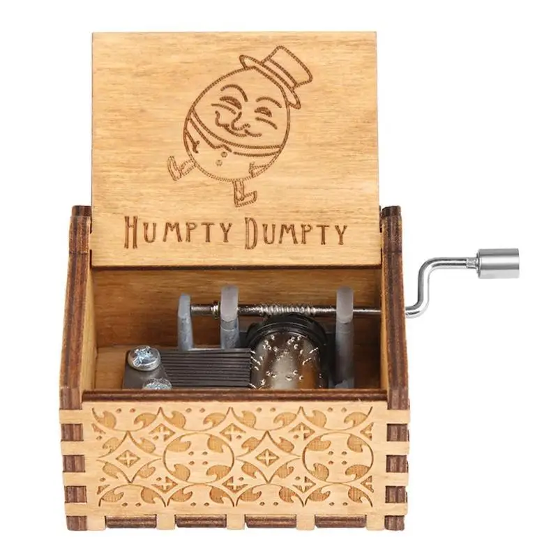 

Vintage Wooden Hand Cranked Music Box Retro Home Ornaments Crafts Carved Music Box Music Box Kids Gift