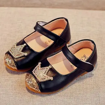 

New Hot 2018 Summer Baby Girls Leather Shoes Fashion Crown Children Casual Shoes Genuine Leather Quality Girls Sneaker Bj17129