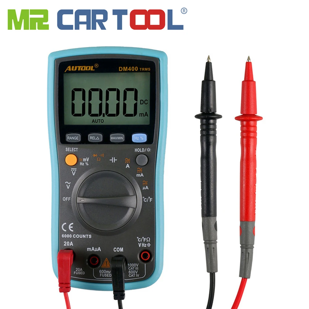 

AUTOOL DM400 Autoranging Digital Multimeter 6000 Counts Large LCD Screen Display VC17B+ Voltage Current Multimeters