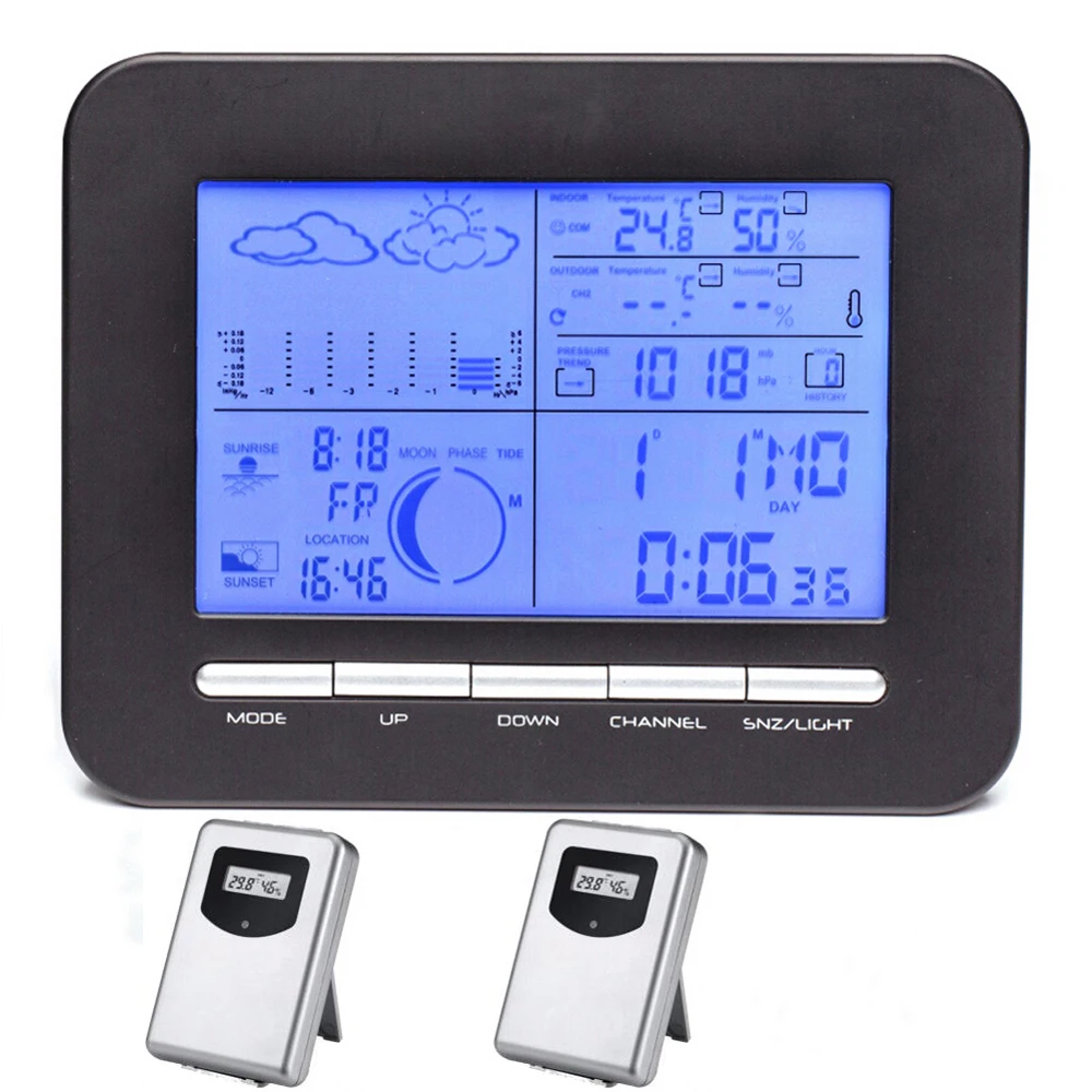 Weather Station Digital Weather Forecasting Clock With 2 Wireless