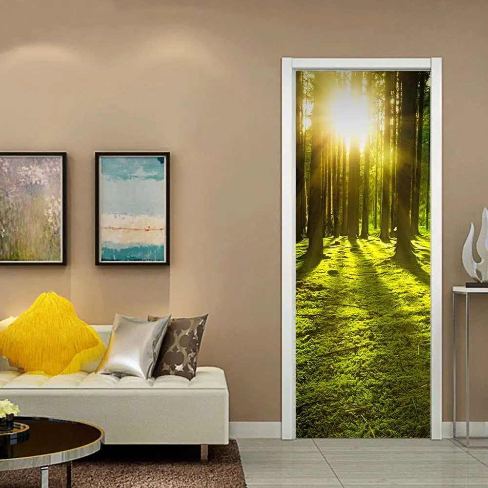 3D наклейка на дверь s Dreamlike Forest плакат настенная роспись искусство спальни