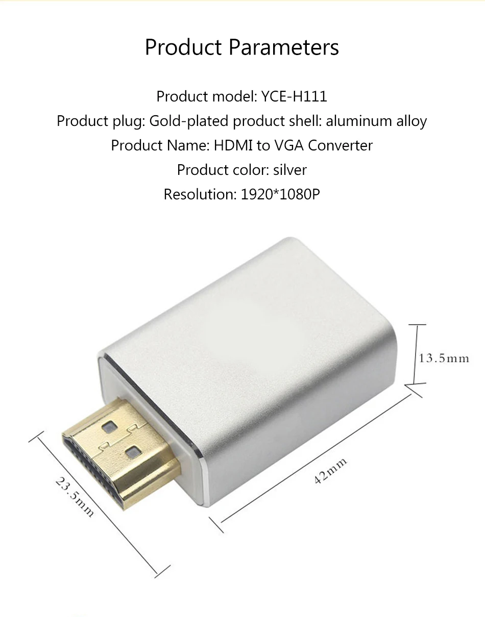 Hdmi-vga адаптер высокого качества 1080P папа-мама для ПК ноутбук планшет 1080P цифро-аналоговый видео аудио конвертер адаптер