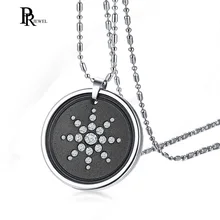 Нержавеющая сталь круглый кристалл вулканическая лава круглый био скалярный кулон квантовой энергии ожерелье