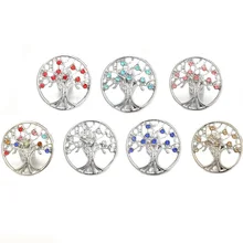 20 шт/партия Новые 18 мм оснастки ювелирные изделия высокого качества Хрустальное Дерево жизни 18 мм кнопки оснастки для имбиря браслет с застежкой серьги