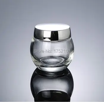 

120G glass containers for creams Transparent Clear Glass Jars Cream Jar With Silver Lid Cosmetics Packaging Glass Bottle