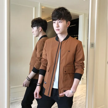 

2019 New Spring Autumn Fashion Slim Bomber Jacket Male Casual Solid top Overcoat Baseball Jackets Men's streetwear Jacket